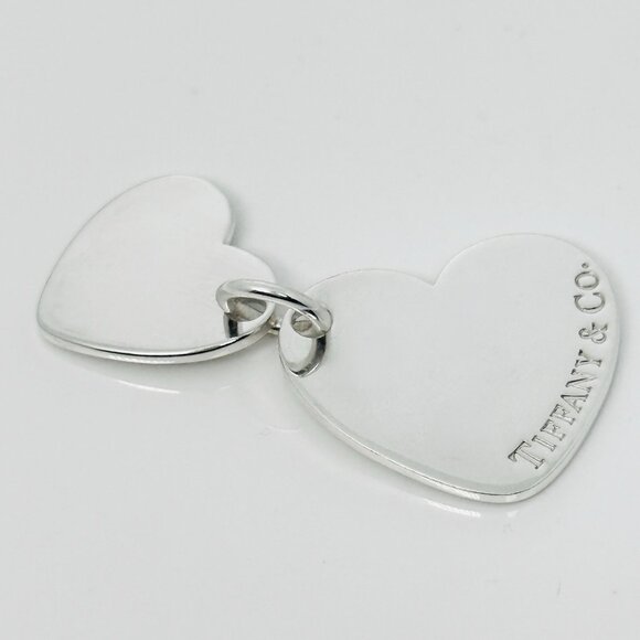 Tiffany & Co Double Hearts Pendant Charm in 925 Sterling Silver